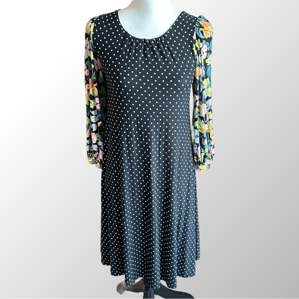 Anthropologie Maeve Dress Size XS Black Multicolor Sawyer‎ Balloon-Sleeved Tunic